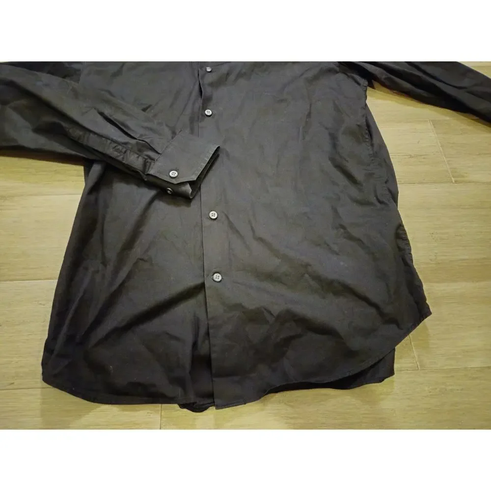 Banana Republic Dress Shirt Men M Black Grant Fit Cotton Long Sleeve
